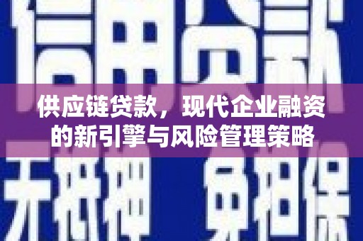 沙雅供应链贷款，现代企业融资的新引擎与风险管理策略