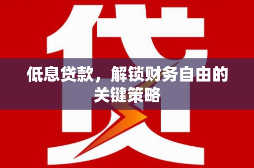 沙雅低息贷款，解锁财务自由的关键策略