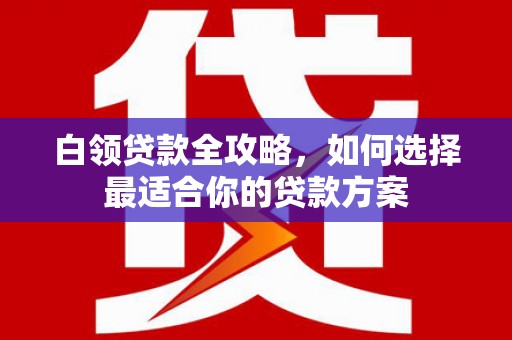 沙雅白领贷款全攻略，如何选择最适合你的贷款方案